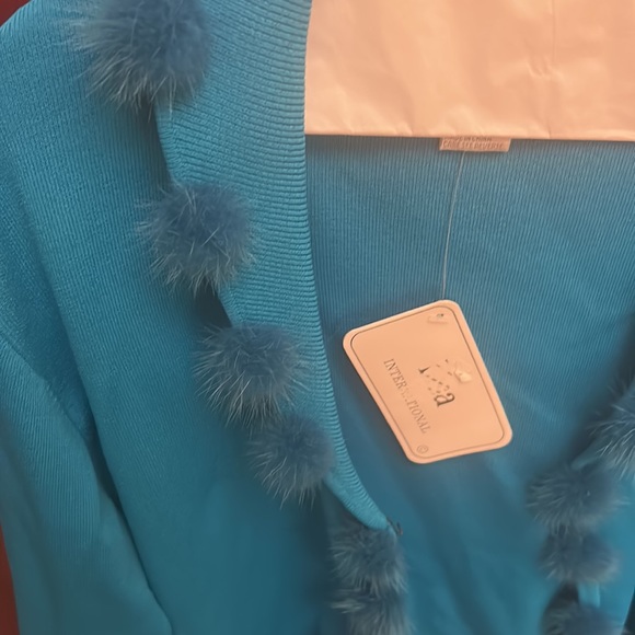 Vintage Y2K style cropped cardigan fur trim - Picture 2 of 6